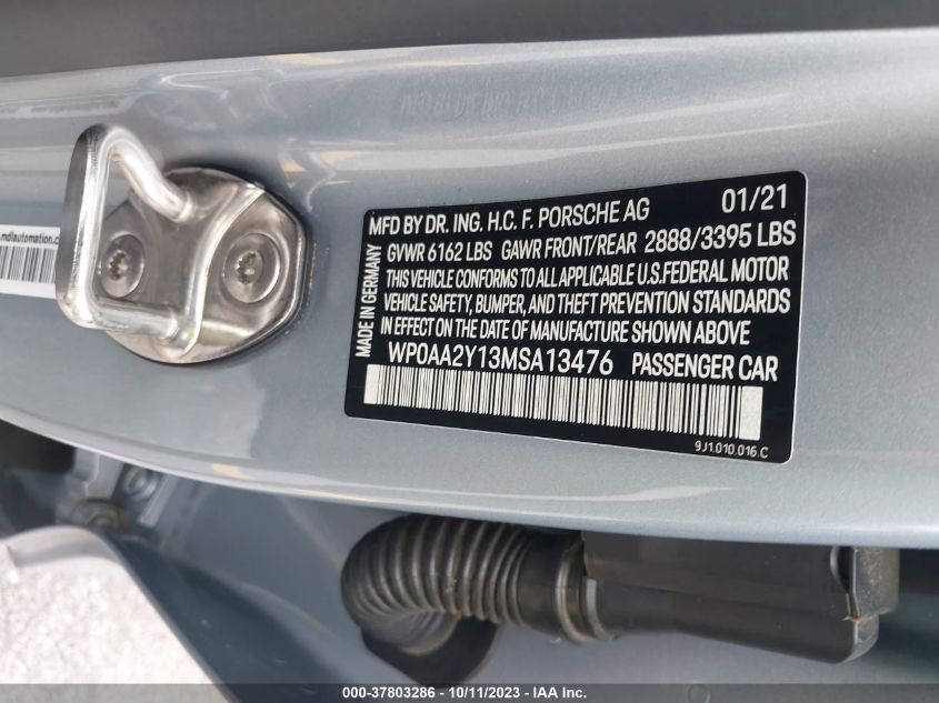 2021 PORSCHE TAYCAN WP0AA2Y13MSA13476