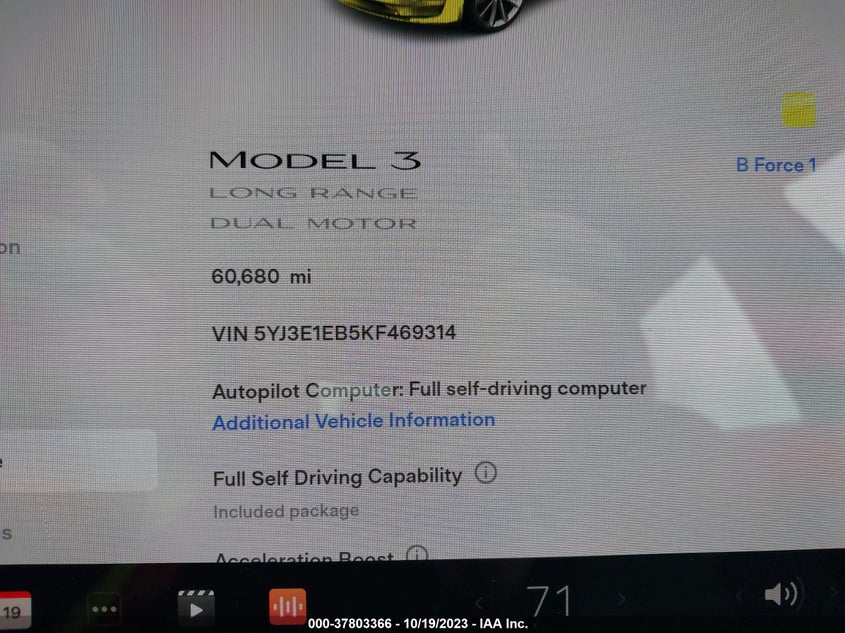 VIN 5YJ3E1EB5KF469314 2019 TESLA MODEL 3 LONG RANGE/PERFORMANCE