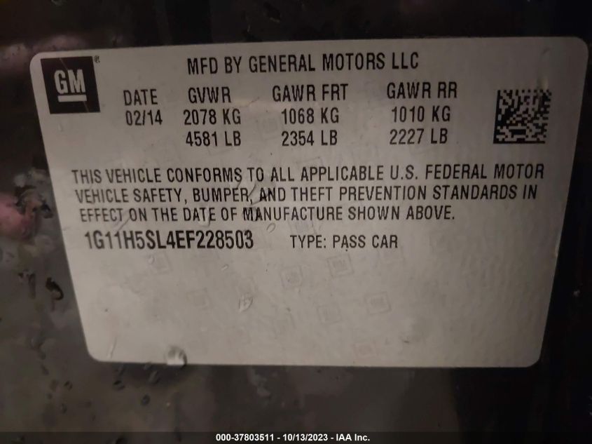 2014 CHEVROLET MALIBU LTZ - 1G11H5SL4EF228503