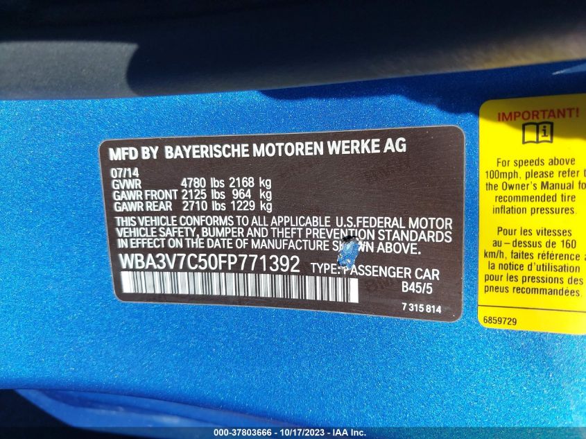 2015 BMW 428I WBA3V7C50FP771392