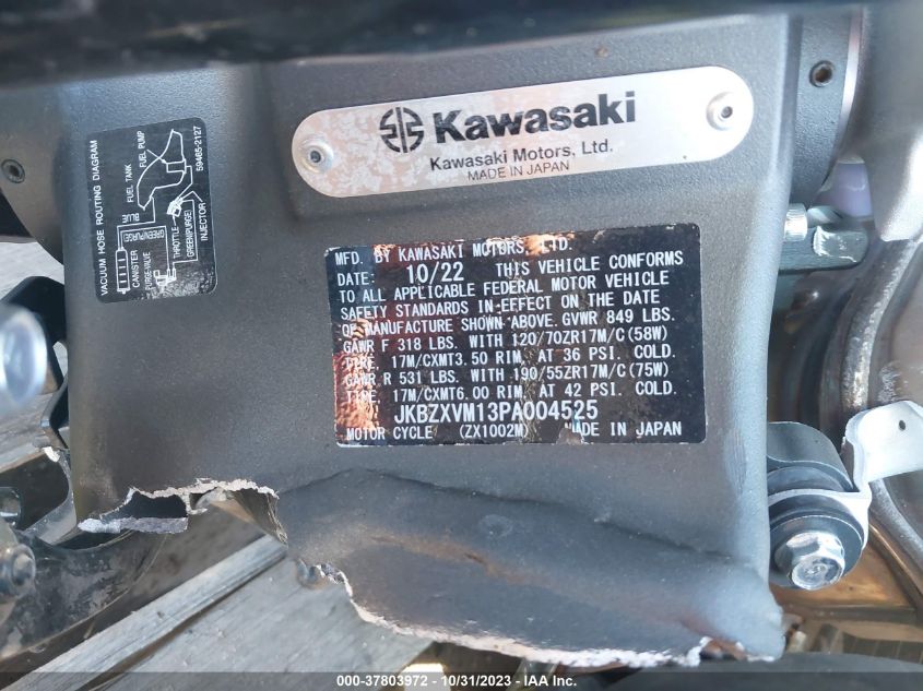 2023 KAWASAKI ZX1002 M JKBZXVM13PA004525