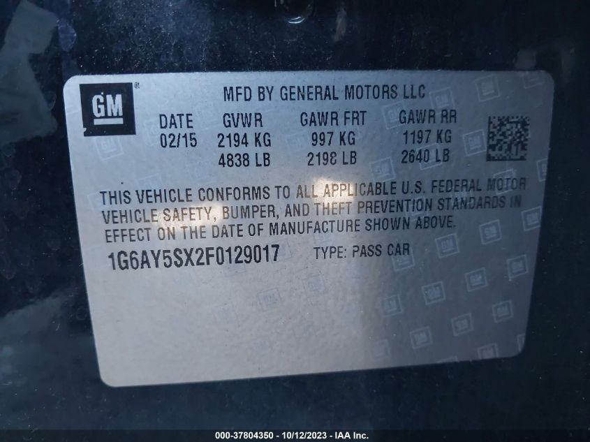 2015 CADILLAC CTS SEDAN PERFORMANCE AWD 1G6AY5SX2F0129017