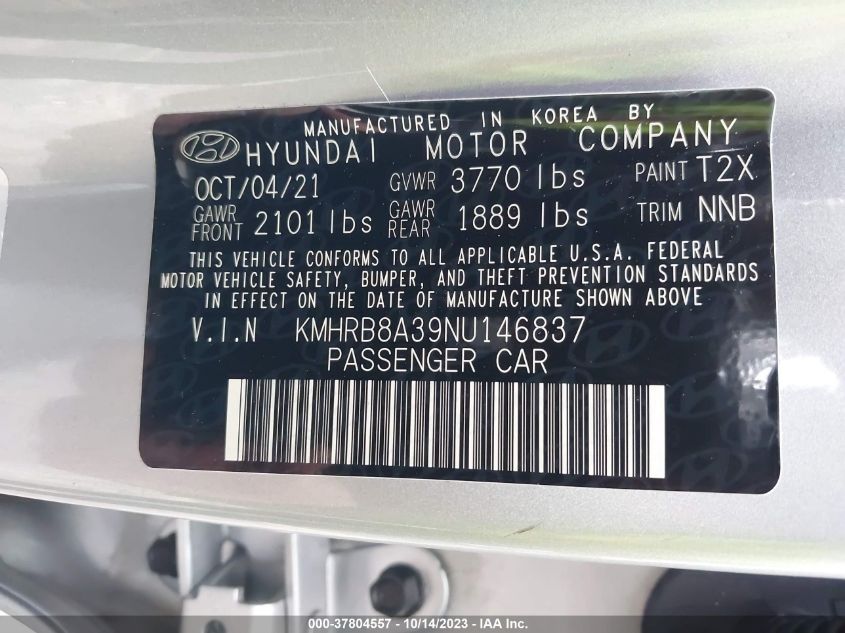 2022 HYUNDAI VENUE SE - KMHRB8A39NU146837