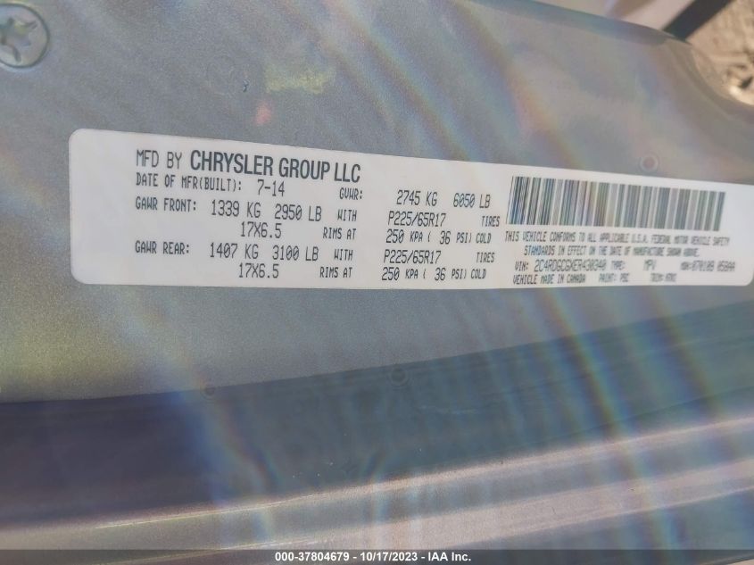 2014 DODGE GRAND CARAVAN SXT - 2C4RDGCGXER430340