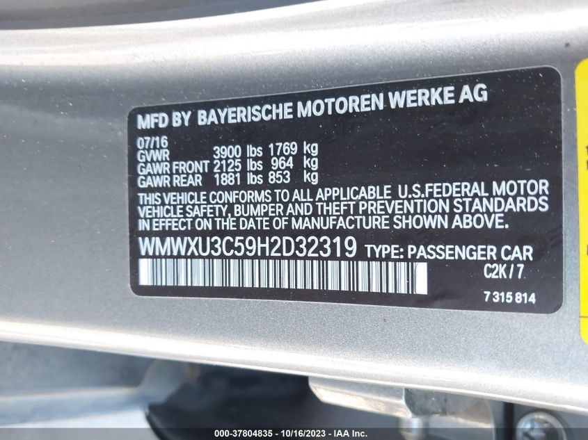 2017 MINI HARDTOP 4 DOOR COOPER S WMWXU3C59H2D32319