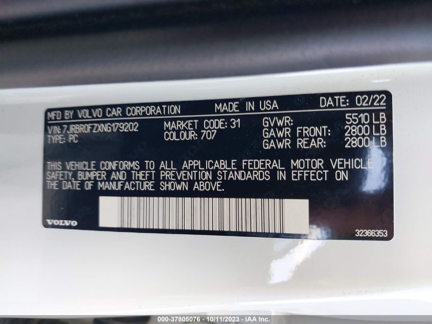 2022 VOLVO S60 RECHARGE PLUG-IN HYBRID T8 R-DESIGN EXPRESSION - 7JRBR0FZXNG179202