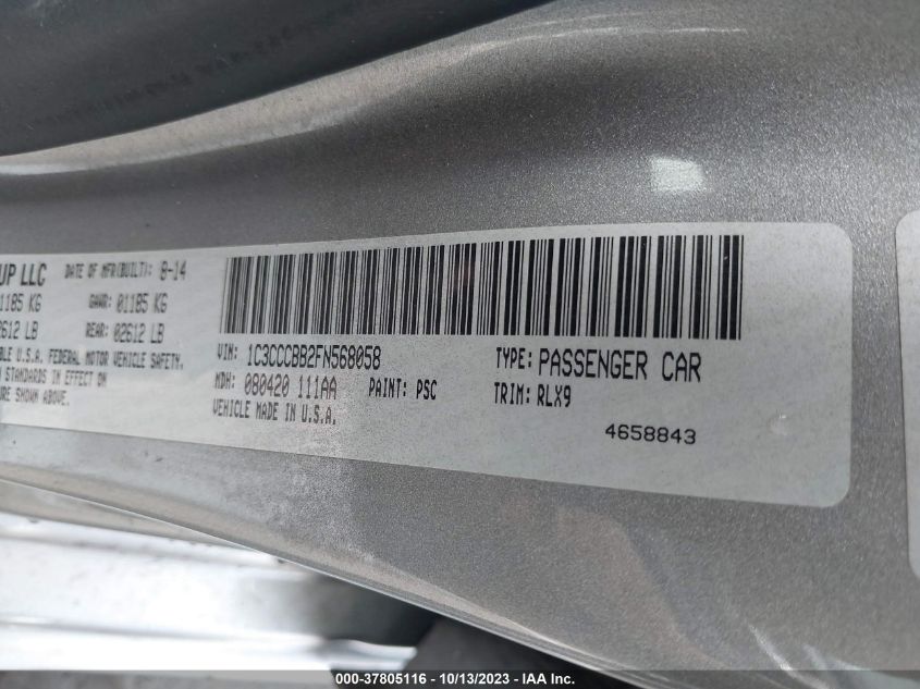 2015 CHRYSLER 200 S - 1C3CCCBB2FN568058
