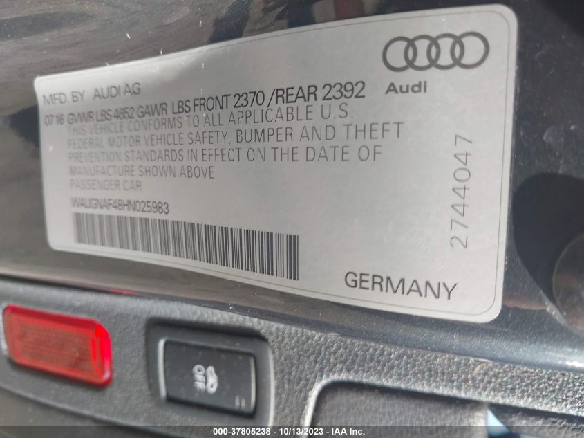 WAUGNAF48HN025983 2017 AUDI A4, photo no. 9