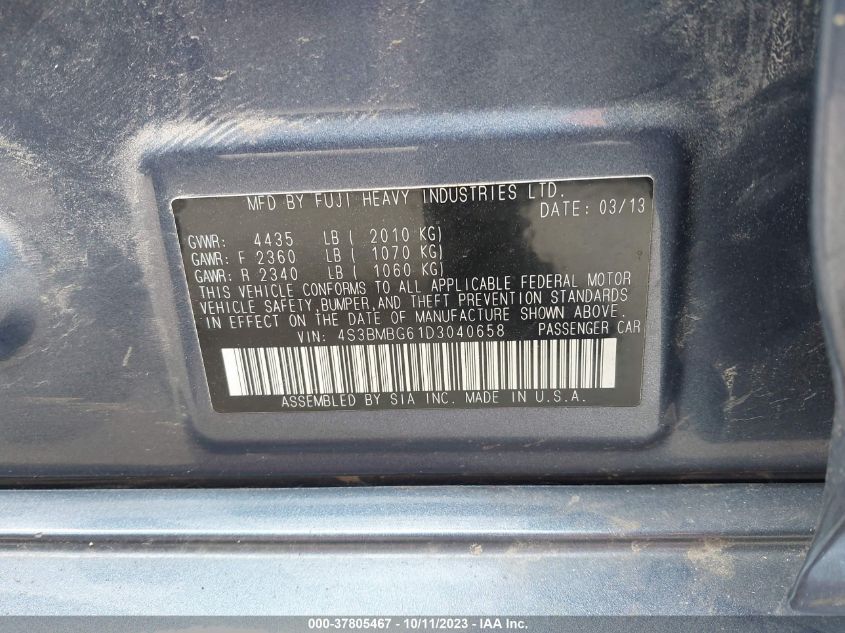 2013 SUBARU LEGACY 2.5I PREMIUM - 4S3BMBG61D3040658