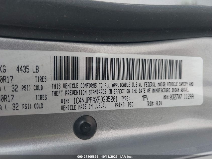 2015 JEEP PATRIOT HIGH ALTITUDE EDITION - 1C4NJPFAXFD335201