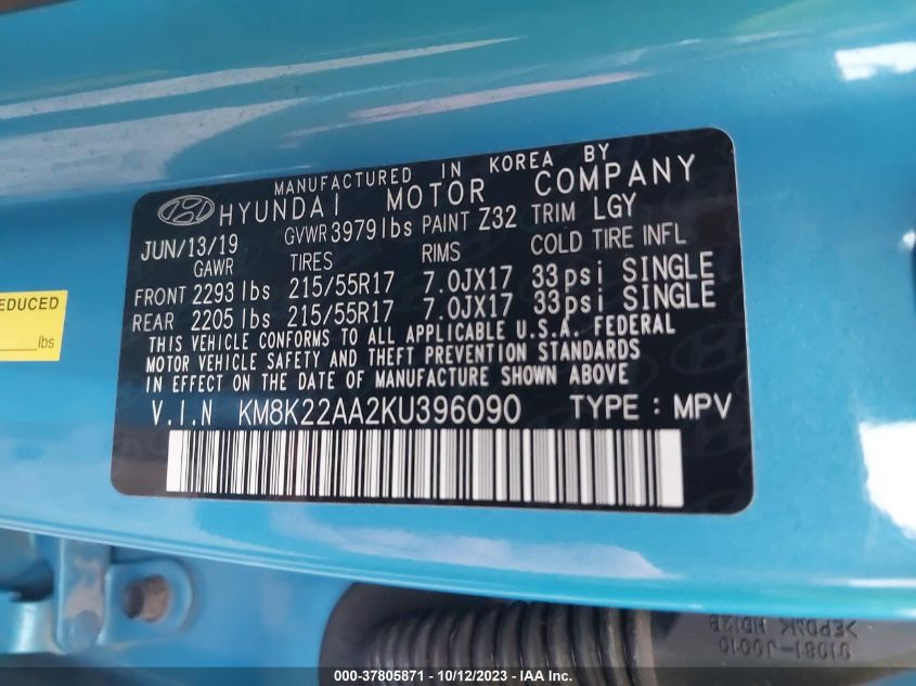 2019 HYUNDAI KONA SEL - KM8K22AA2KU396090