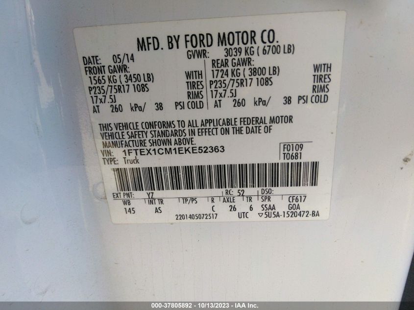 2014 FORD F-150 XL/STX/XLT - 1FTEX1CM1EKE52363