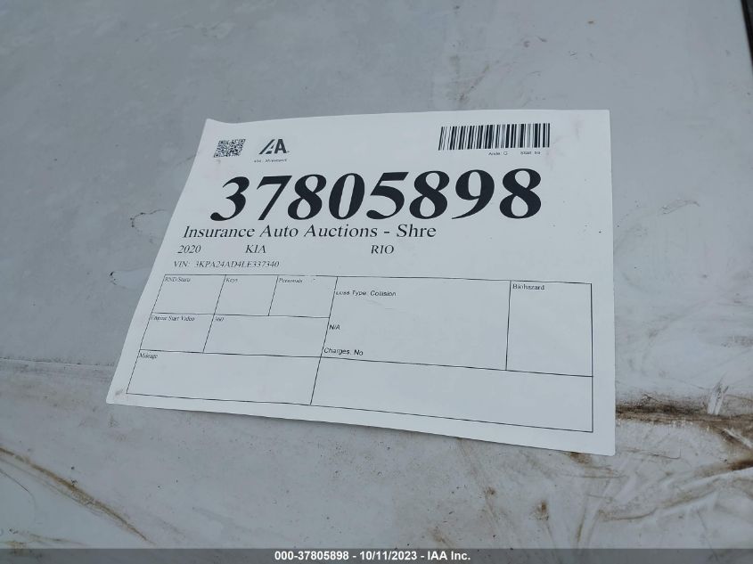 2020 KIA RIO S - 3KPA24AD4LE337340