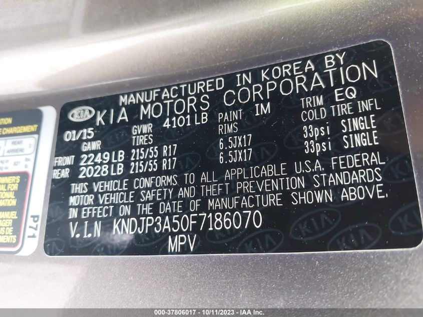 2015 KIA SOUL + - KNDJP3A50F7186070