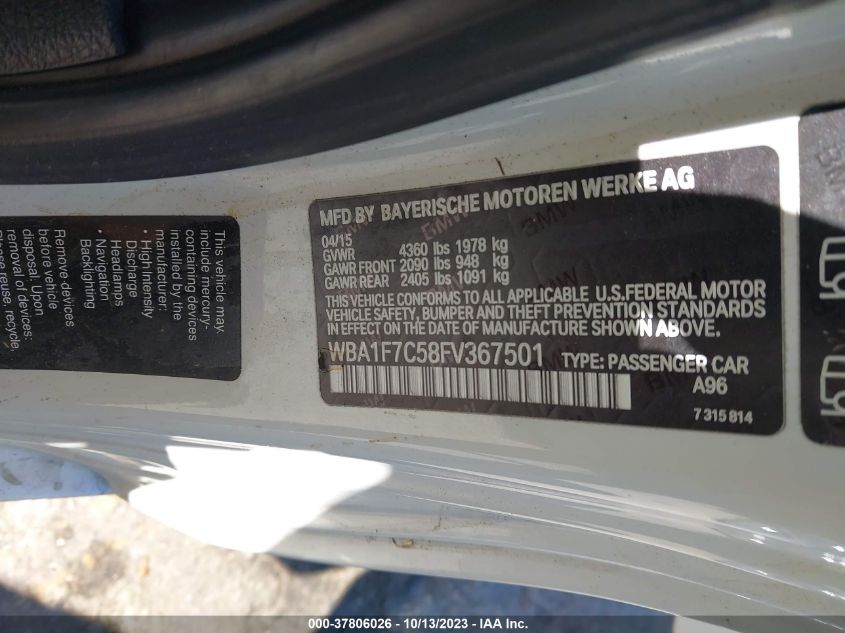 2015 BMW 2 SERIES 228I XDRIVE - WBA1F7C58FV367501