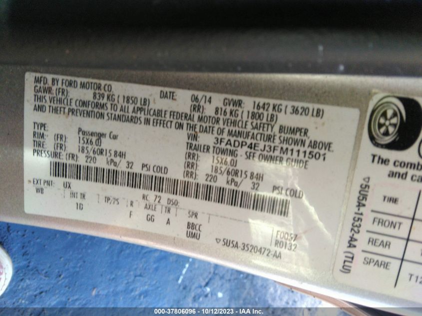 2015 FORD FIESTA SE - 3FADP4EJ3FM111501