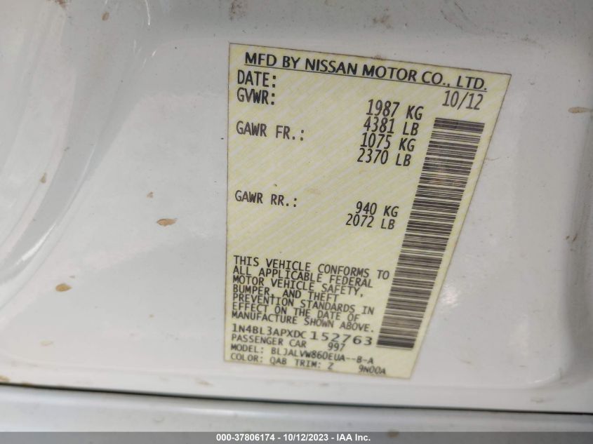 2013 NISSAN ALTIMA 3.5 SL - 1N4BL3APXDC152763