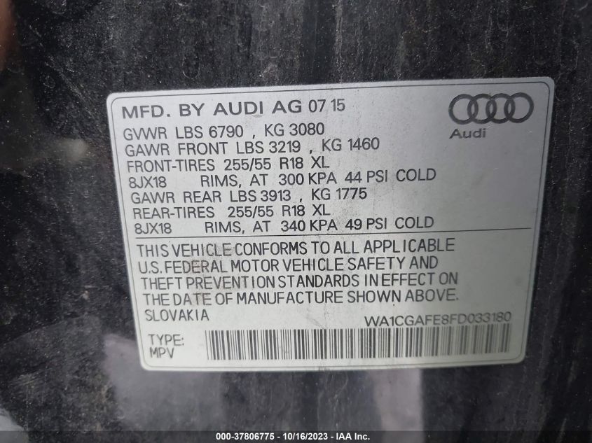 2015 AUDI Q7 3.0T PREMIUM - WA1CGAFE8FD033180