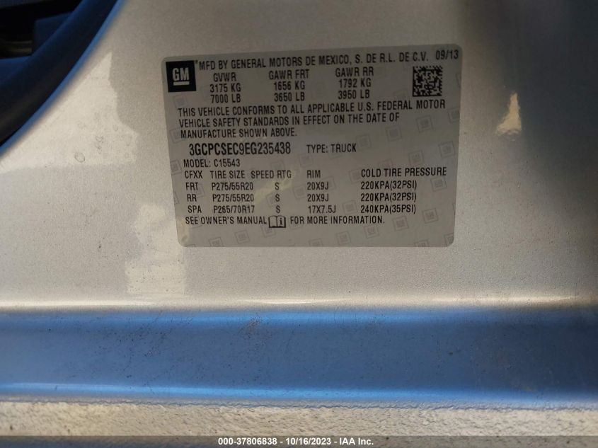 2014 CHEVROLET SILVERADO 1500 LTZ - 3GCPCSEC9EG235438