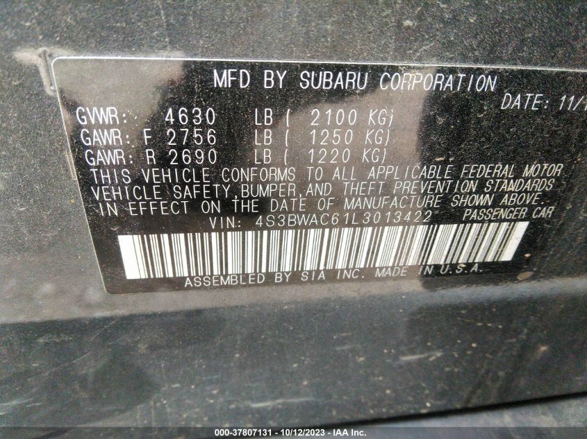 4S3BWAC61L3013422 Subaru Legacy PREMIUM 9