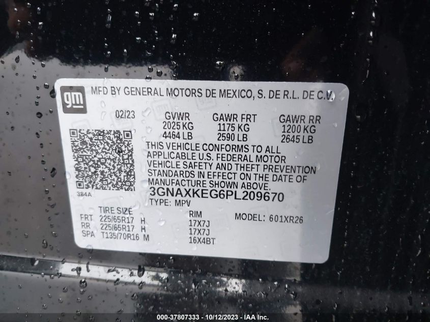 2023 CHEVROLET EQUINOX LT - 3GNAXKEG6PL209670