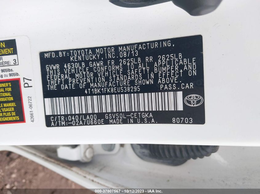 2014 TOYOTA CAMRY SE/XLE - 4T1BK1FK8EU538295