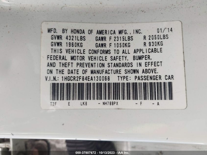 2014 HONDA ACCORD EX-L - 1HGCR2F84EA130068