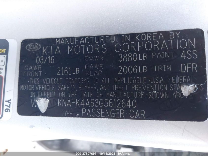 2016 KIA FORTE LX - KNAFK4A63G5612640