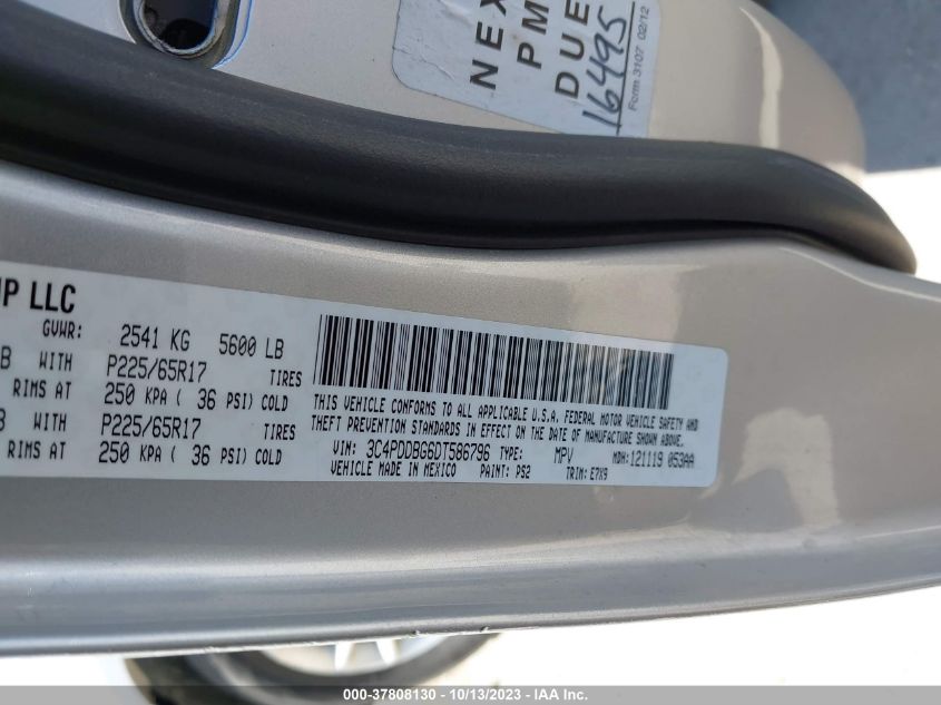 2013 DODGE JOURNEY SXT - 3C4PDDBG6DT586796