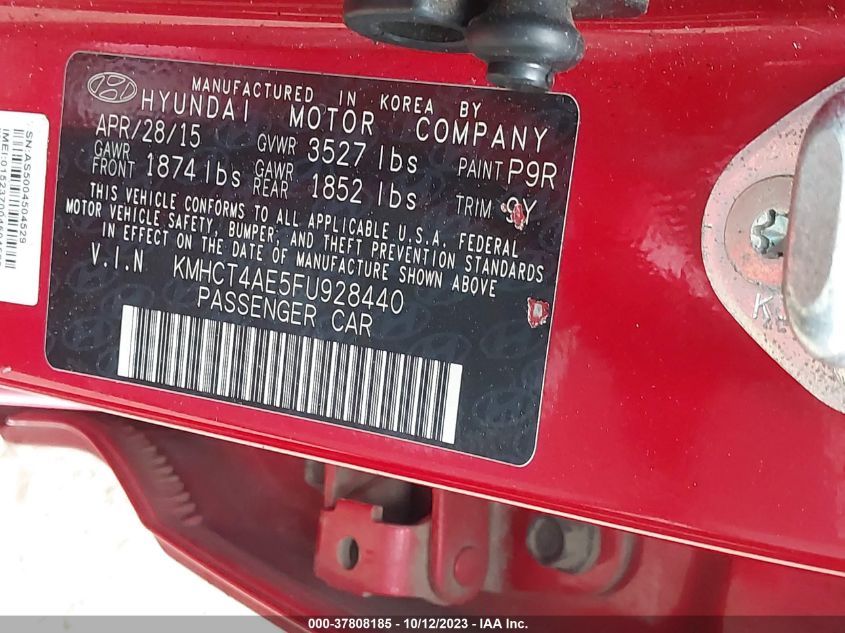 2015 HYUNDAI ACCENT GLS - KMHCT4AE5FU928440