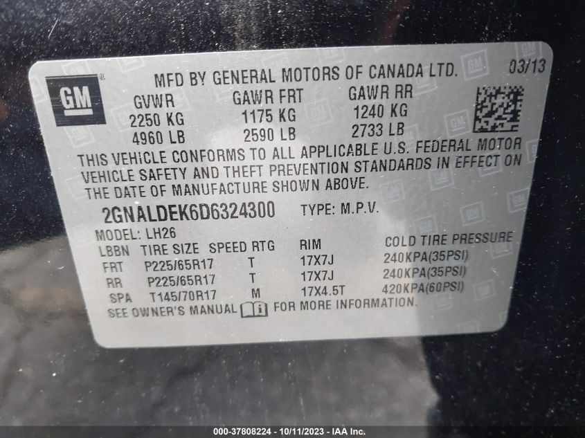 2013 CHEVROLET EQUINOX LT - 2GNALDEK6D6324300