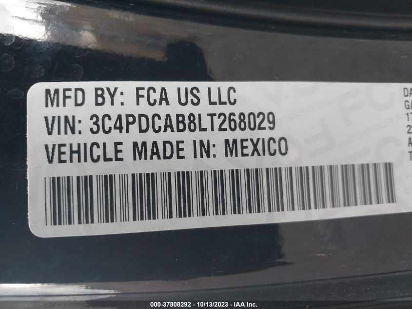 2020 DODGE JOURNEY SE VALUE - 3C4PDCAB8LT268029