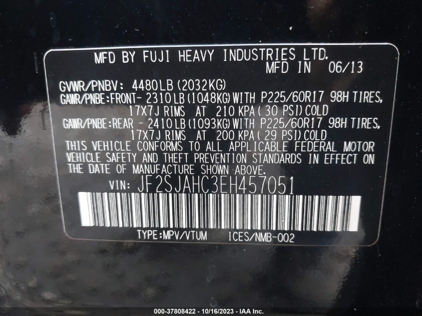 2014 SUBARU FORESTER 2.5I LIMITED - JF2SJAHC3EH457051