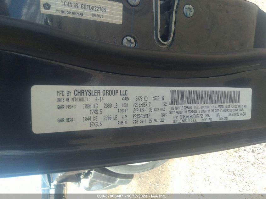 2014 JEEP PATRIOT LATITUDE - 1C4NJRFB0ED822765