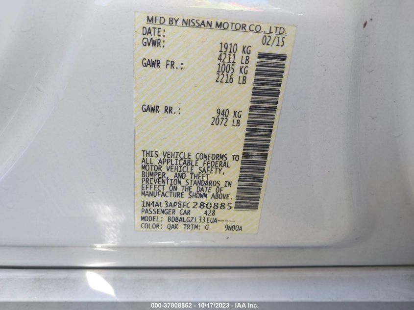 2015 NISSAN ALTIMA 2.5 - 1N4AL3AP8FC280885