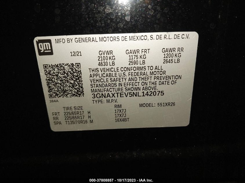 2022 CHEVROLET EQUINOX LT - 3GNAXTEV5NL142075