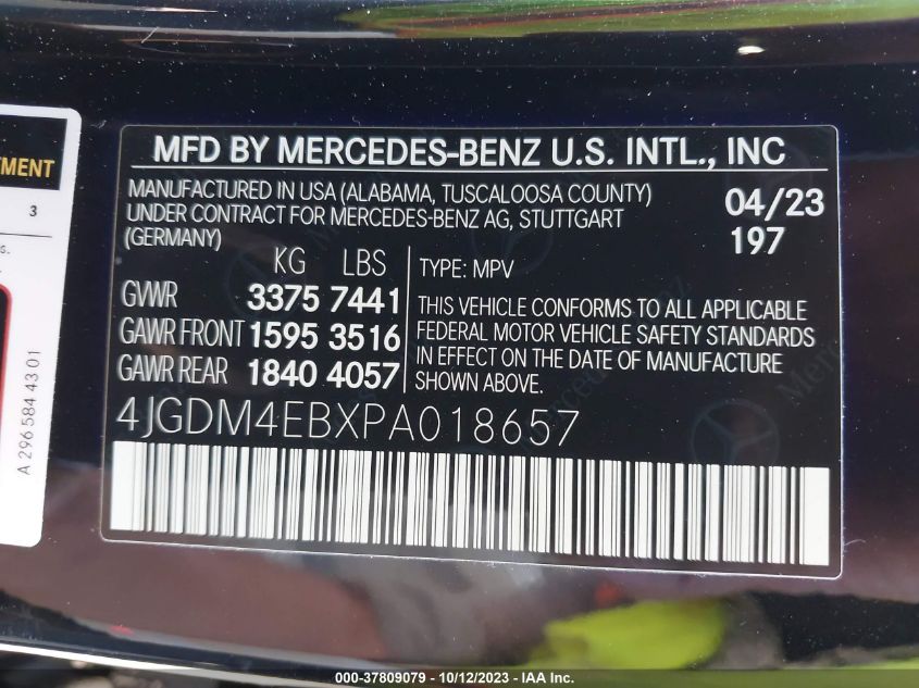 2023 MERCEDES-BENZ EQS 4JGDM4EBXPA018657