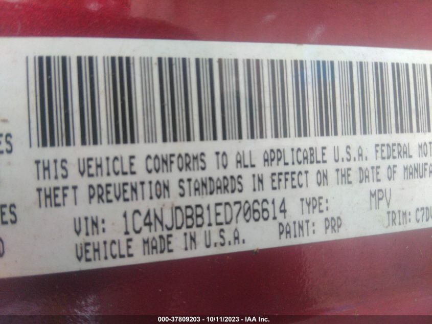 2014 JEEP COMPASS SPORT - 1C4NJDBB1ED706614