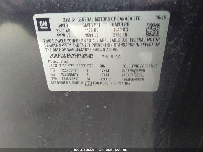 2015 GMC TERRAIN SLE - 2GKFLWEK3F6393902