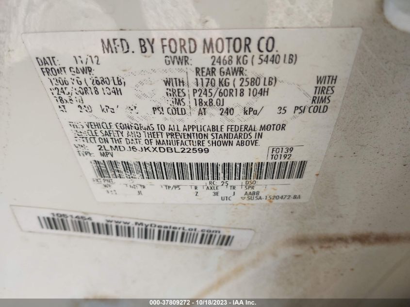 2013 LINCOLN MKX - 2LMDJ6JKXDBL22599