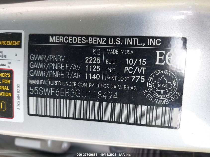 2016 MERCEDES-BENZ C 450 AMG 4MATIC - 55SWF6EB3GU118494