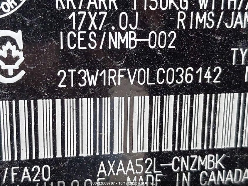 2020 TOYOTA RAV4 XLE/XLE PREMIUM - 2T3W1RFV0LC036142