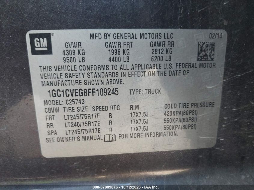 2015 CHEVROLET SILVERADO 2500HD LT - 1GC1CVEG8FF109245