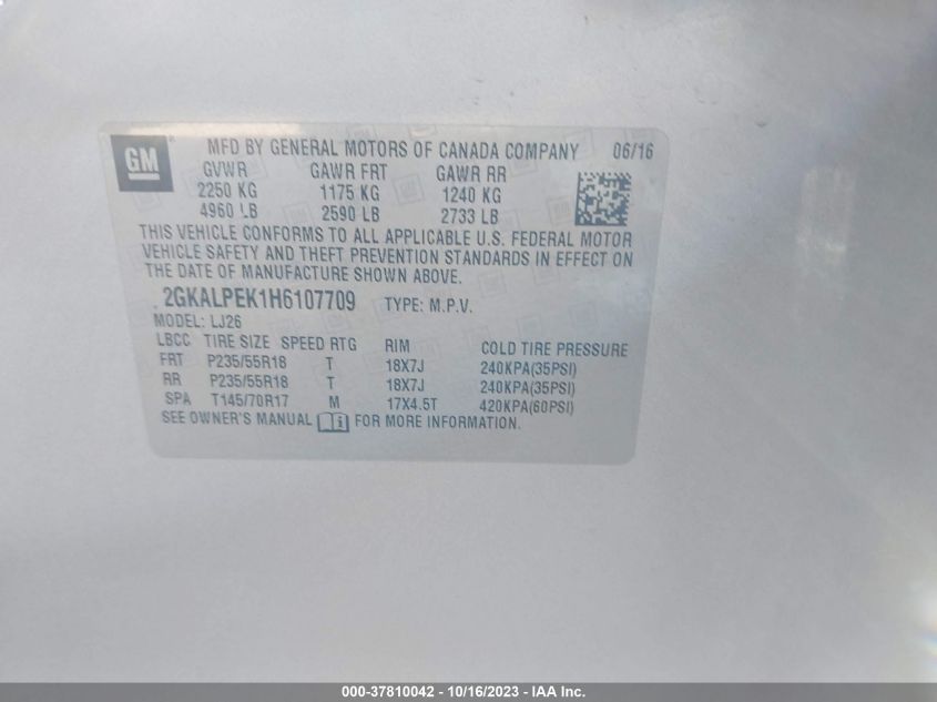 2017 GMC TERRAIN SLT - 2GKALPEK1H6107709