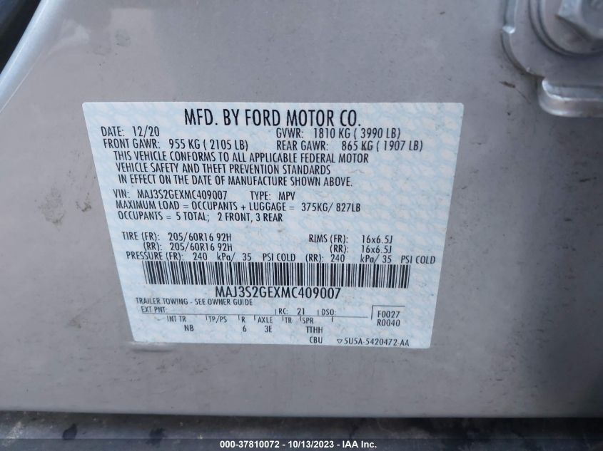 2021 FORD ECOSPORT SE - MAJ3S2GEXMC409007