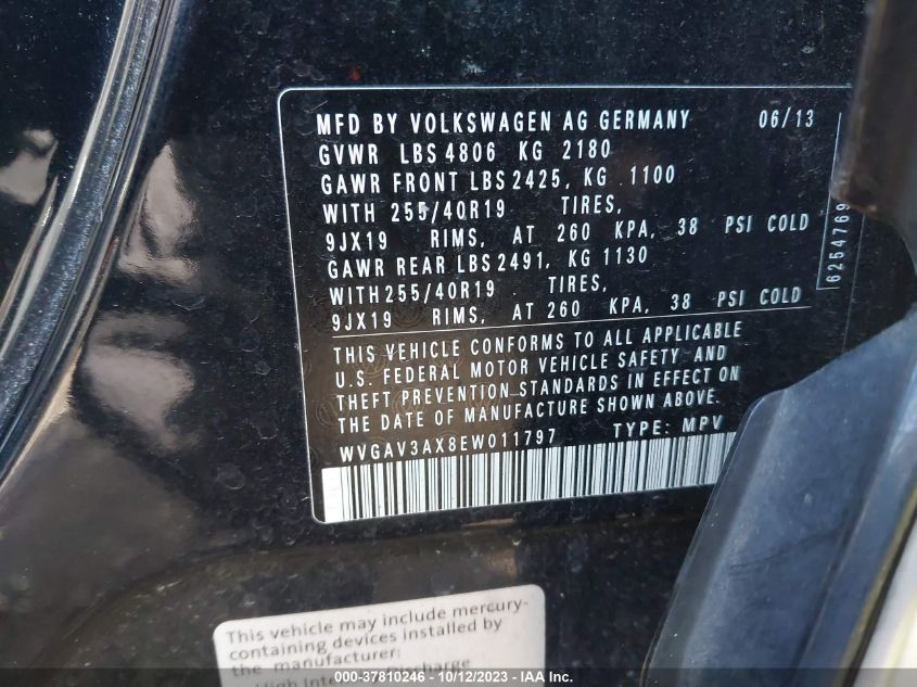 2014 VOLKSWAGEN TIGUAN R-LINE - WVGAV3AX8EW011797