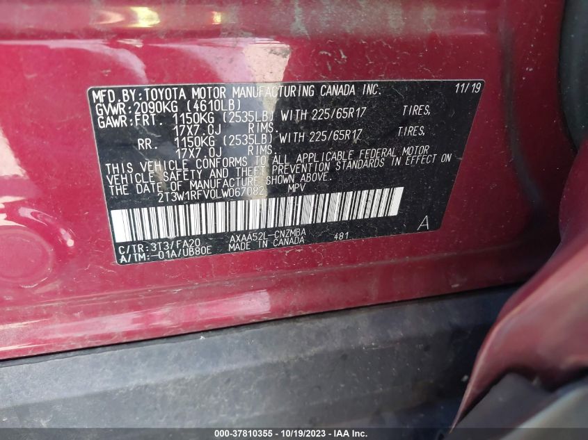 2020 TOYOTA RAV4 XLE - 2T3W1RFV0LW067082