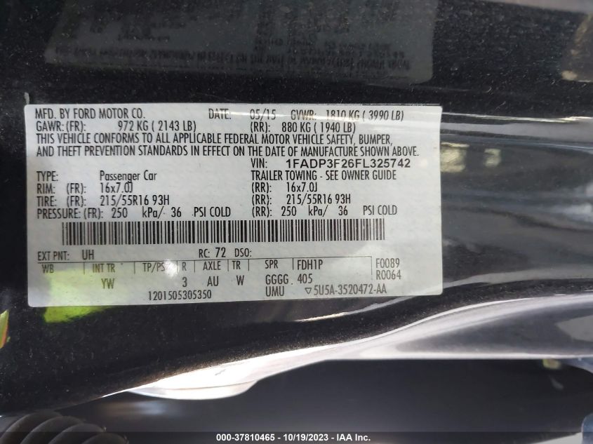 2015 FORD FOCUS SE - 1FADP3F26FL325742