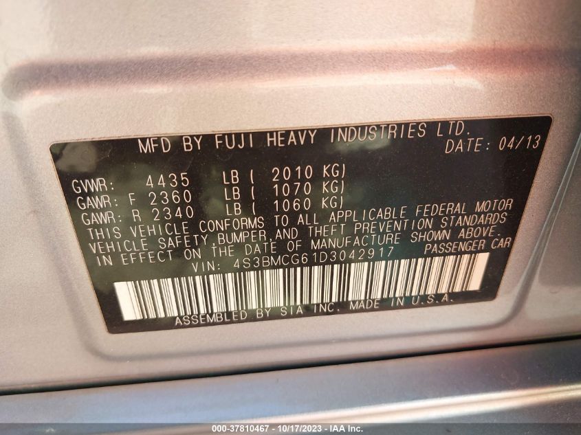 2013 SUBARU LEGACY 2.5I SPORT - 4S3BMCG61D3042917