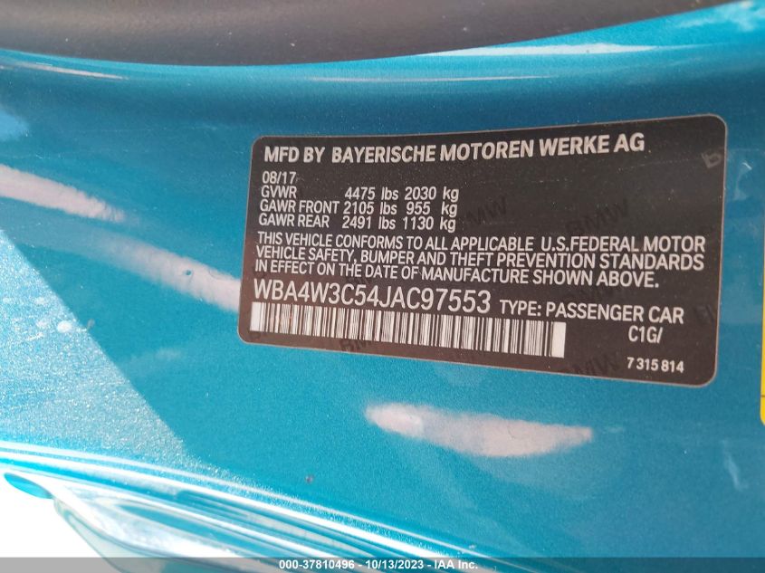 2018 BMW 4 SERIES 430I - WBA4W3C54JAC97553